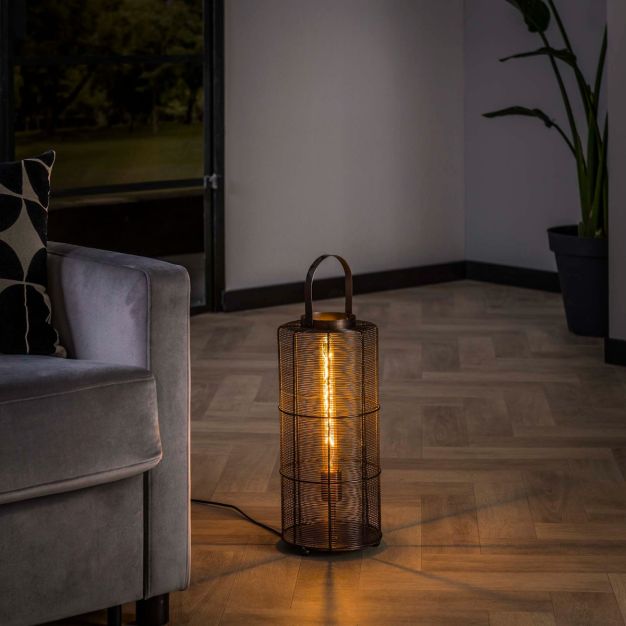 Vico Reach - vloerlamp - Ø 20 x 43 cm - zwart nikkel