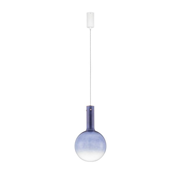 Nova Luce Nostos - hanglamp - Ø 25 x 170 cm - 6W dimbare LED incl. - blauw en goud