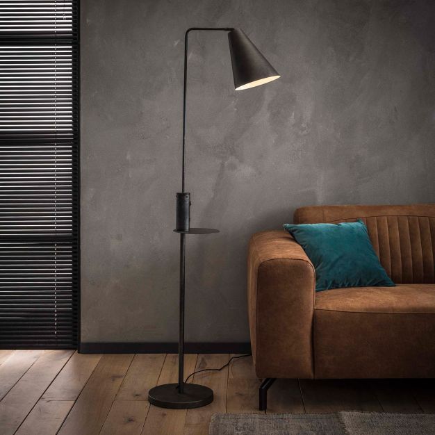 Vico USB - vloerlamp - 160 cm - houtskool