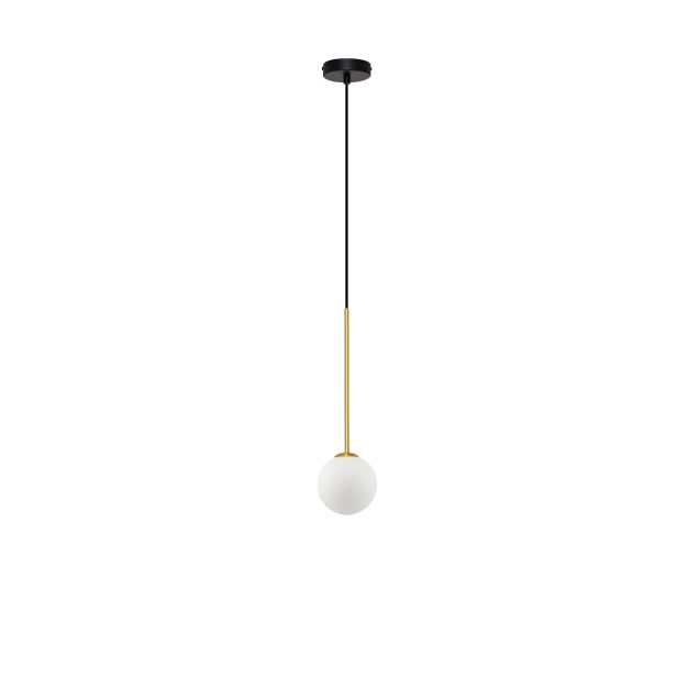 Nova Luce Savoy - hanglamp - Ø 11 x 163 cm - satijn goud, mat zwart en wit opaal
