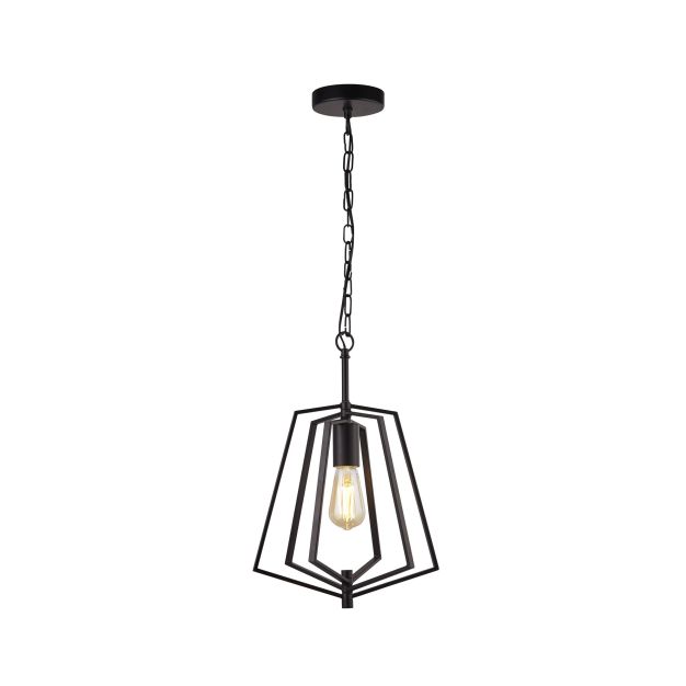 Searchlight Slinky - hanglamp - 30 x 30 x 95 cm - mat zwart