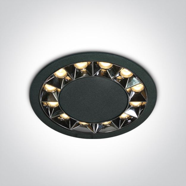 ONE Light Round Mirror Range - inbouwspot - Ø 128 mm, Ø 116 mm inbouwmaat - 20W LED incl. - zwart