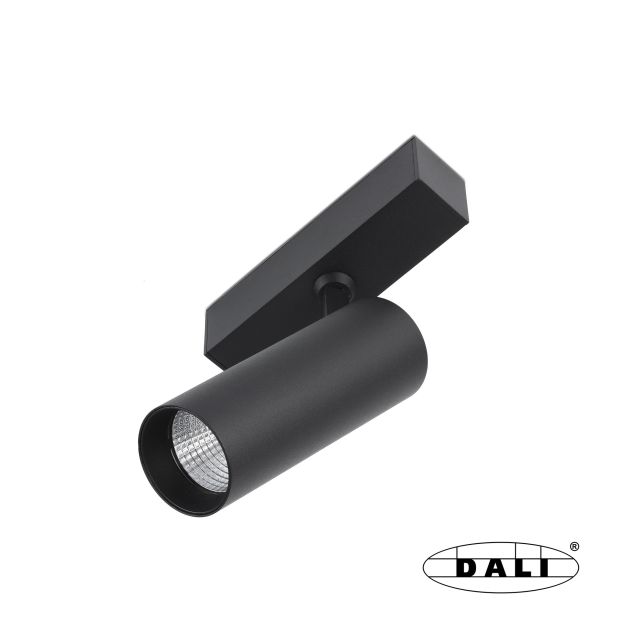 Faro Neso Hole - Magnetische railspot - 5 x 11 x 14 cm - 10W DALI LED warm wit (3000K) incl. - 36° lichtbundel - zwart