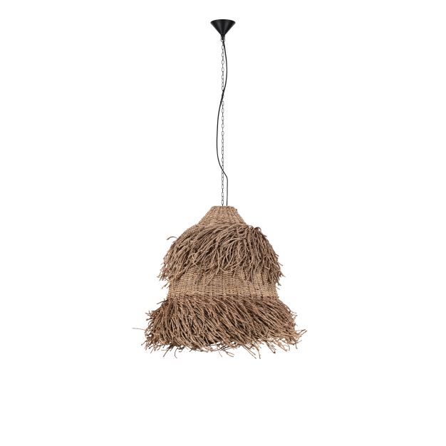Nova Luce Hay - hanglamp - Ø 80 x 200 cm - natuurlijk zeegras en zwart