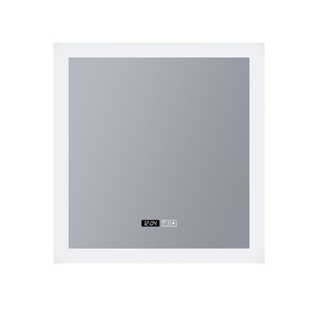 Searchlight - spiegellamp met verlichting en digitale klok - 60 x 60 cm - 38W dimbare LED incl - IP44 - wit