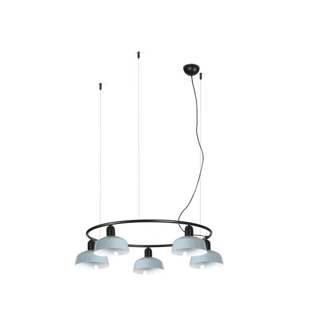 Faro Tatawin S - hanglamp - Ø 90 x 100 x 210 cm - satijnzwart en glanzend grijsblauw