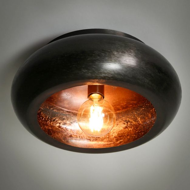 Vico Sky Round - plafondverlichting - Ø 42 x 18 cm - zwart nikkel