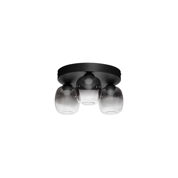 Nova Luce Kita - plafondlamp - Ø 36 x 21 cm - 16W dimbare LED incl. - zandzwart en rokerig glas