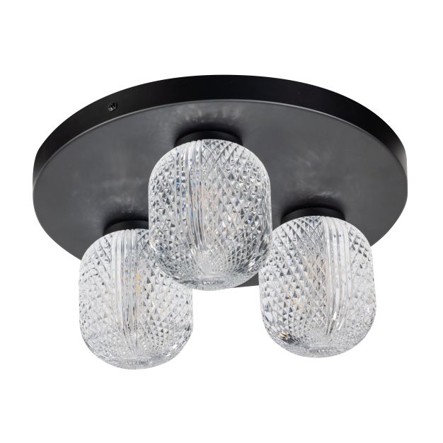 ETH Kristel - plafondlamp - Ø 32 x 15 cm - transparant en zwart