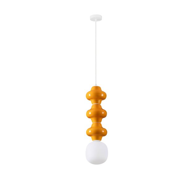 Nova Luce Clio - hanglamp - Ø 18 x 240 cm - oranje en opaalglas
