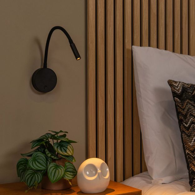 Lucide Asja - oplaadbare wandlamp - Ø 8,5 x 42,1 cm - 3W dimbare LED incl. - zwart