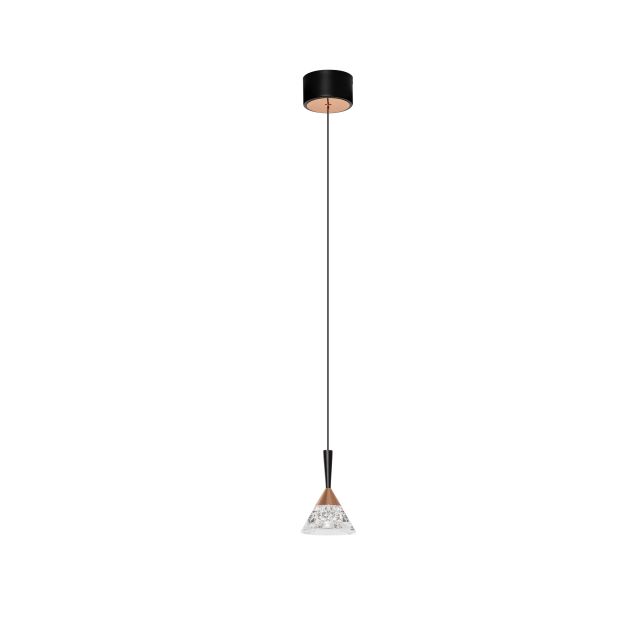 Nova Luce Paluz - hanglamp - Ø 10,5 x 180 cm - 7W LED incl. - mat zwart en roségoud