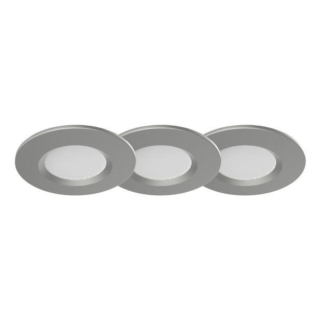 Nordlux Apollo - set van 3 - 5,5W LED incl. - Ø 85 mm, Ø 72 mm inbouwmaat - IP65 - geborstelde nikkel