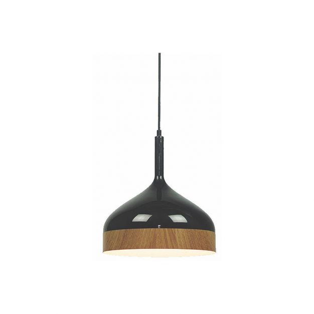 Artdelight Moondrop - hanglamp - Ø 30 x 181 cm - zwart en hout