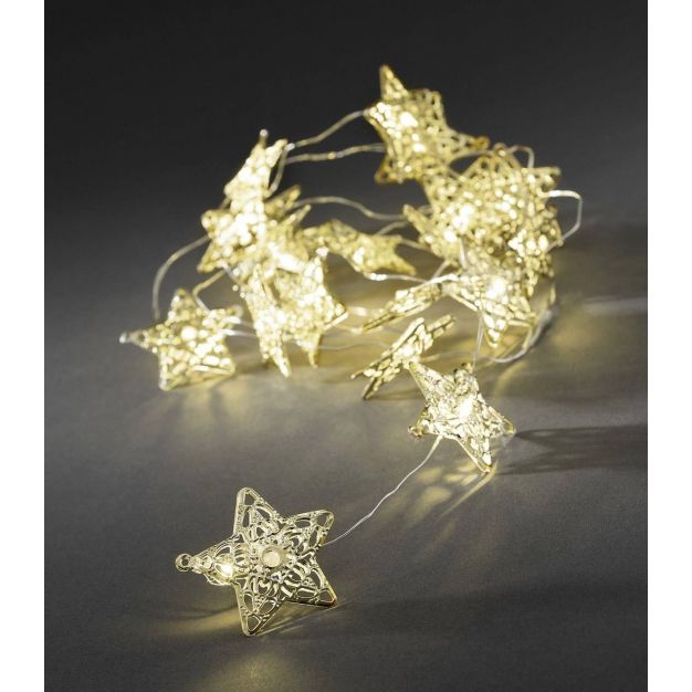 Konstsmide kerstverlichting - Decoratieve LED sterren op batterij - 220 cm - 20 stuks - goud
