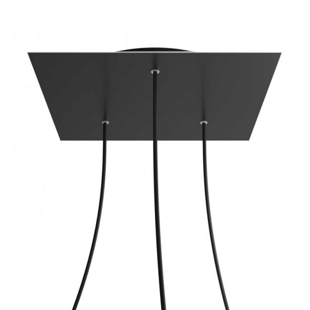 Creative Cables - Rose-One Vierkant plafondrozet voor 3 lichtpunten in driehoek - 40 x 40 x 3,5 cm - zwart