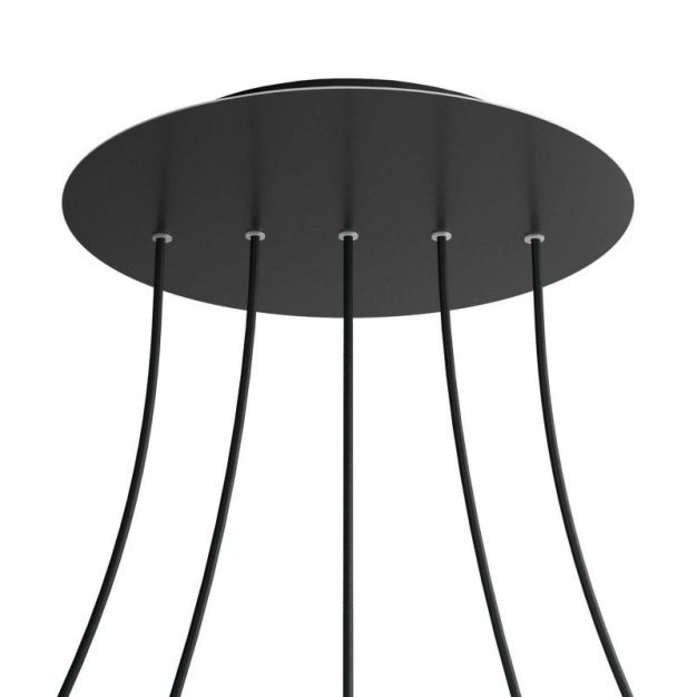 Creative Cables - Rose-One Rond plafondrozet voor 5 lichtpunten op lijn - Ø 40 x 3,5 cm - zwart