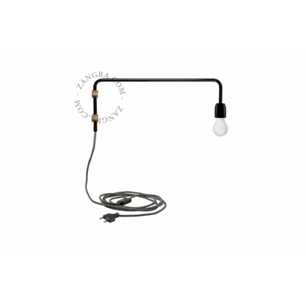Zangra - hanglamp/wandverlichting - 50 x 20 cm - zwart en messing