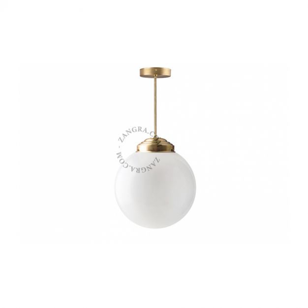 Zangra - hanglamp - ⌀ 13 x 35 cm - messing en opaal