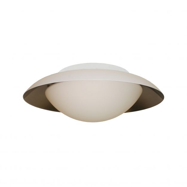 Artdelight Mush - badkamer plafondverlichting - Ø 35 x 11 cm - 12W LED incl. - IP44 - wit en staal