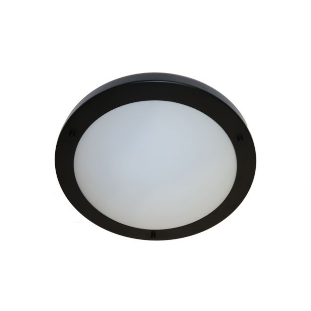 Artdelight Yuca - badkamer plafondverlichting - Ø 30 x 8 cm - 12W LED incl. - IP44 - zwart