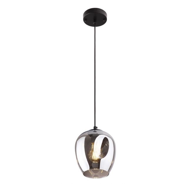 Maxlight Spirit - hanglamp - Ø 17 x 150 cm - zwart en gerookt glas