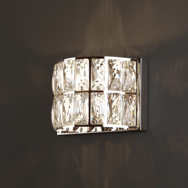 Maxlight Diamante - wandverlichting - 16 x 9 x 12 cm - chroom