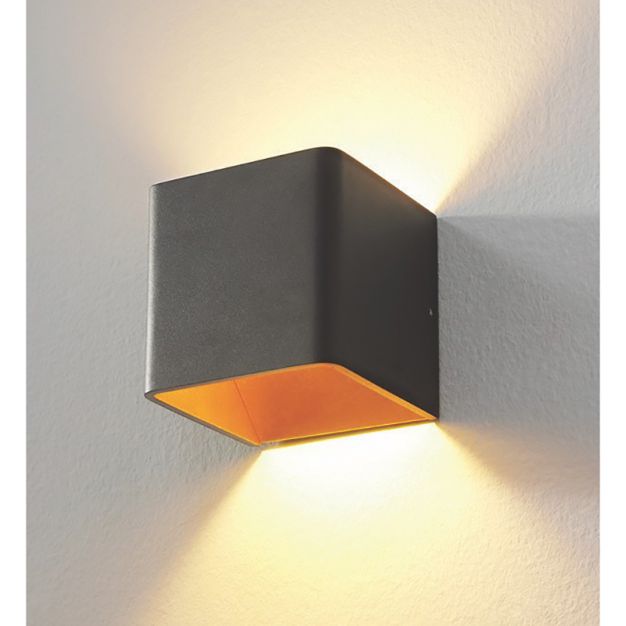 Artdelight Fulda - wandverlichting - 10 x 10 x 10 cm - 6W dimbare LED incl. - zwart en goud