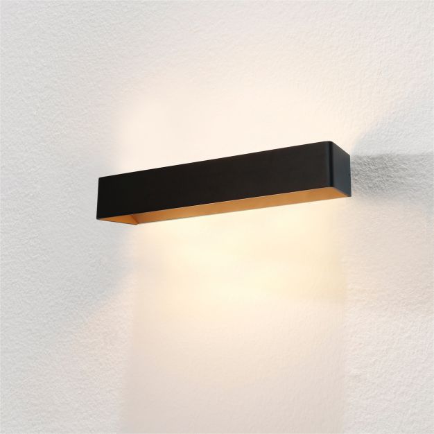 Artdelight Mainz XL - wandverlichting - 50 x 10 x 7 cm - 2 x 6,3W dimbare LED incl. - zwart en goud