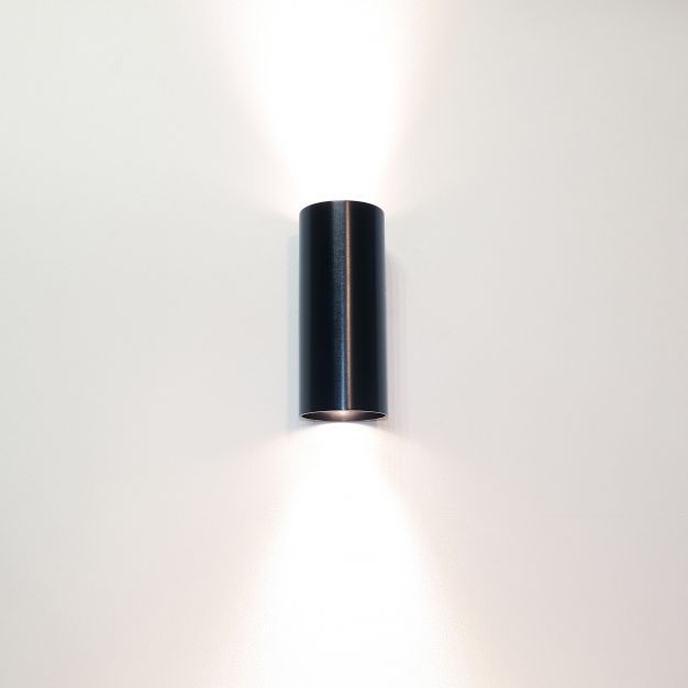 Artdelight Roulo1 - wandverlichting -  Ø 6,5 x 15,4 cm - metallic zwart