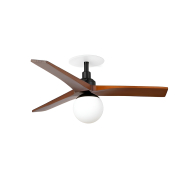 Faro Klim S - plafondventilator met licht en inbouwrozet - Ø 92,5 cm - mat zwart en donker walnoot
