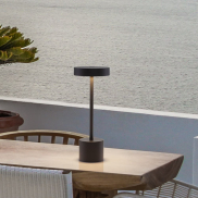 Nova Luce Fumo - oplaadbare tafellamp - Ø 11,8 x 30 cm - 2W dimbare LED incl. - IP54 - donker zwart