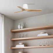 Faro Heywood Tub S - plafondventilator - Ø 90 cm - mat wit en pino
