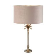 Searchlight Palm - tafellamp - Ø 38 x 65 cm - antiek nikkel en roze