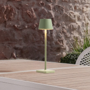 Nova Luce Deck - oplaadbare tafellamp - Ø 8,5 x 30 cm - 2W dimbare LED incl. - IP54 - olijfgroen