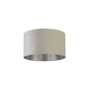 Searchlight Drum Shade - lampenkap - Ø 45 x 26 cm - lichtgrijs en geborsteld zilver