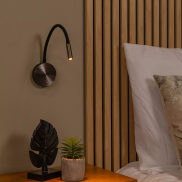 Lucide Asja -  oplaadbare wandlamp - Ø 8,5 x 42,1 cm - 3W dimbare LED incl. - zwart en grijs