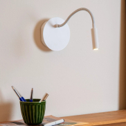 Lucide Jolijn - wandlamp met flexibele leesarm - oplaadbaar via USB-kabel - Ø 11 x 3,2 cm - 2W led incl. - wit