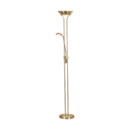 Searchlight Mother & Child - staanlamp met leeslamp - Ø25,4 x 180 cm - 15,5W + 5W dimbare LED incl. - satijn messing