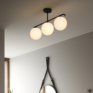 Nordlux Grant - plafondverlichting - 69,3 x 14,5 x 29,23 cm - zwart en opaal wit