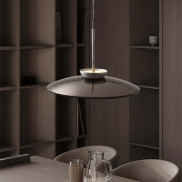 Nova Luce Esti - hanglamp - Ø 50 x 240 cm - 21W dimbare LED incl. - geborsteld nikkel en donkerbruin glas