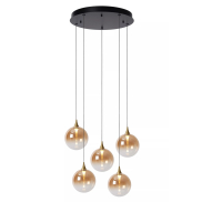 Lucide Gisela - hanglamp - Ø 48 x 150 cm - 5 x 3,8W  dimbare LED incl. - amber