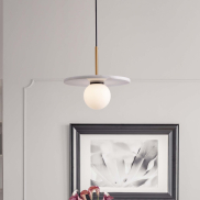 Nova Luce Idor - hanglamp - Ø 30 x 185 cm - wit marmer en opaalglas