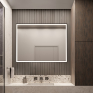 Nova Luce Ambor - spiegel met verlichting - 60 x 80 x 5,5 cm - 37W LED incl. - IP44 - geanodiseerd zwart
