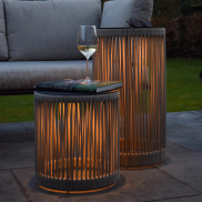 Lucide Pingi - oplaadbare vloerlamp - Ø 33,5 x 36,5 cm - 3 stappen dimbaar - IP44 - taupe