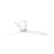 Faro Mini Tube - plafondventilator met afstandsbediening - Ø 128 cm - mat wit en transparant