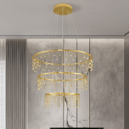 Nova Luce Stellar - hanglamp - Ø 80 x 200 cm - 72W dimbare LED incl. - goud