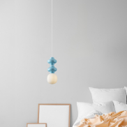 Nova Luce Clio - hanglamp - Ø 18 x 215 cm - blauw, wit en opaalglas