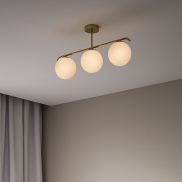 Nordlux Grant - plafondverlichting - 69,3 x 14,5 x 29,23 cm - messing en opaal wit