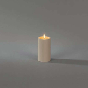 Konstsmide - LED blokkaars op batterijen met flakkervlam - Ø 7 x 12 cm - IP44 - beige